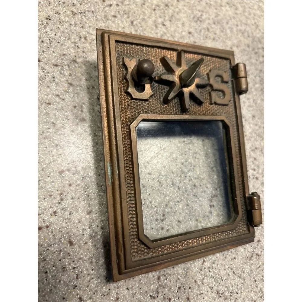 1920's US Brass Post Office Door Glass in Window Antique Collectible Textured - Picture 3 of 7